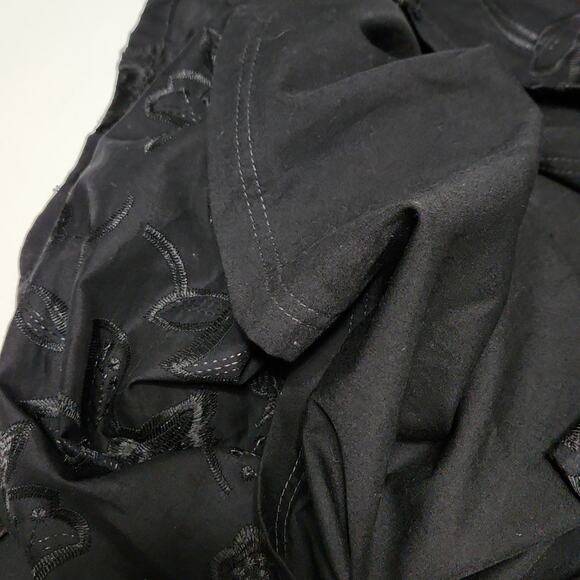 Ophelia Rose Black Spaghetti Strap Tank Top Size Med Embroidered Floral Lined - Picture 7 of 10